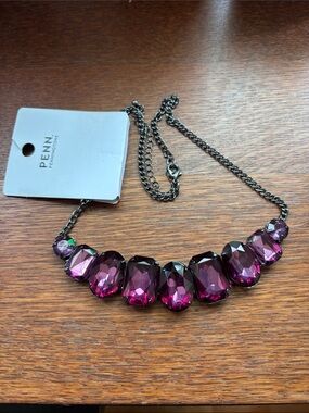 Purple Faceted Crystal Statement Necklace